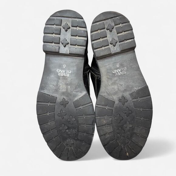 River Island Women's Black Laced and Zipper Combat Boots - Picture 6 of 7